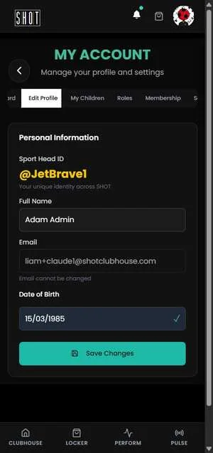 Edit profile screen