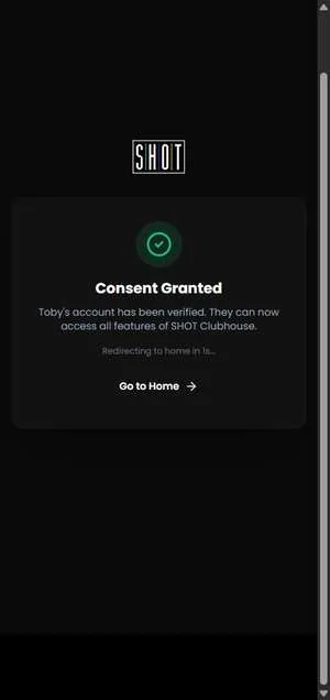 Consent granted screen