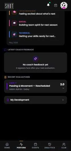 Athlete evaluations screen