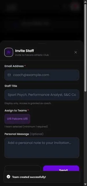 Invite staff screen