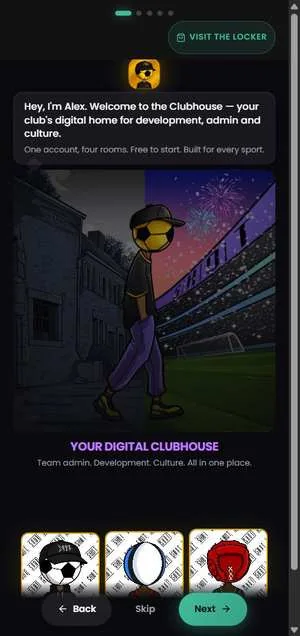SHOT Clubhouse welcome screen